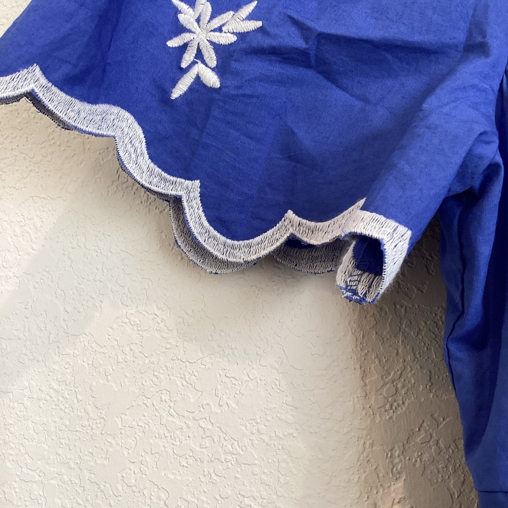 Anthropologie Somerset Embroidered Maxi Dress Short-Sleeve New XXS Blue White - Picture 7 of 16